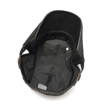 QHFHULV Newsboy Cap for Men Cotton Flat Gatsby Ivy Golf Cabbie Driving Hat - color: Rivet Patch Black