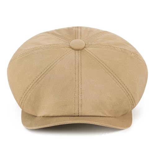 Toddler 8 Panel Cotton Newsboy Cap - color: Khaki, size: 4-5T