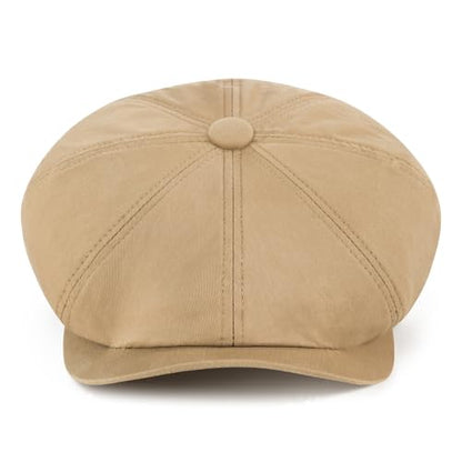 Toddler 8 Panel Cotton Newsboy Cap - color: Khaki, size: 12-24 Months