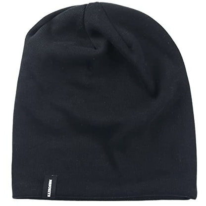 VECRY Mens Slouchy Beanie Knit Skull Cap Long Baggy Hip-hop Winter Summer Hat B305 - color: Solid Black, size: Large