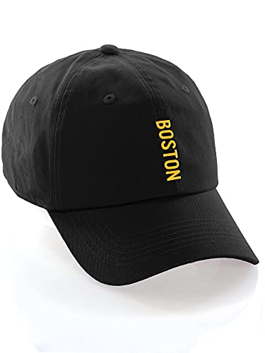 Daxton Vertical USA Cities Baseball Dad Hat Unstructure Low Profile Strapback - color: Boston Black Gold