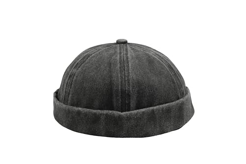 Washed Cotton Docker Cap, Unisex Brimless, Rolled Cuffed Men Skull Beanie, Harbour Pigment Dyed Hat