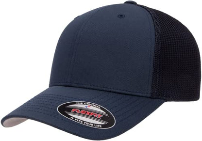 Flexfit 6511 Fitted Mid-Profile Stretchable Mesh Panels Trucker Cap - color: Dark Navy, size: Small-Medium