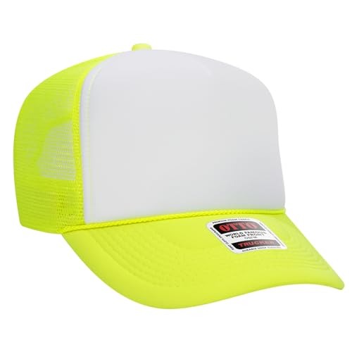 BROTHER TRUCKERS The World's Greatest Neon Colored Trucker Hat Blanks - Wholesale Bulk Unisex Snapback Hats - color: Neon Yellow/White/Neon Yellow
