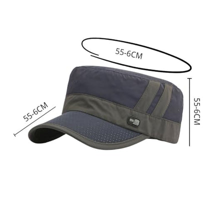 FASHIXD Mesh Military Hat for Men Summer Army Cap Quick Qry Short Bill Hat Cadet Caps - color: Navy Blue