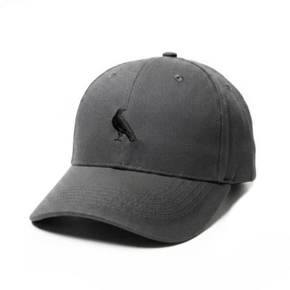 Wishper Studio Embroidered Baseball Cap for Women Men, Cotton Hat with Adjustable Velcro, Minimalist Animal Embroidery - color: Dark Grey