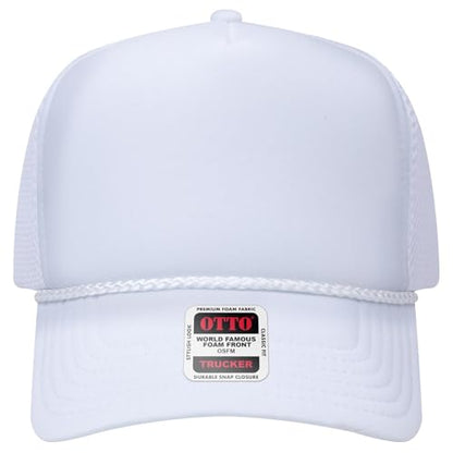 OTTO Cap 5 Panel High Crown Air Mesh Back Trucker Hat | Bulk Packs - color: 016 - White
