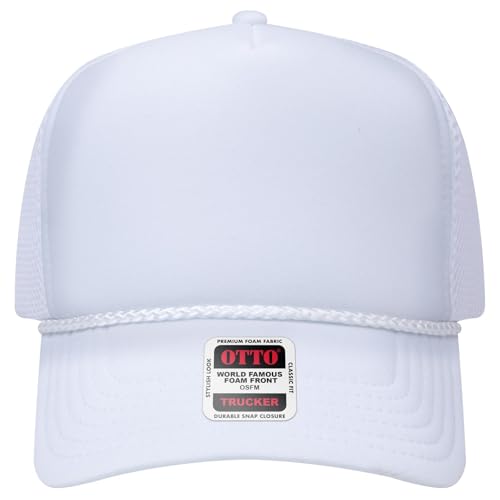 OTTO Cap 5 Panel High Crown Air Mesh Back Trucker Hat | Bulk Packs - color: 016 - White