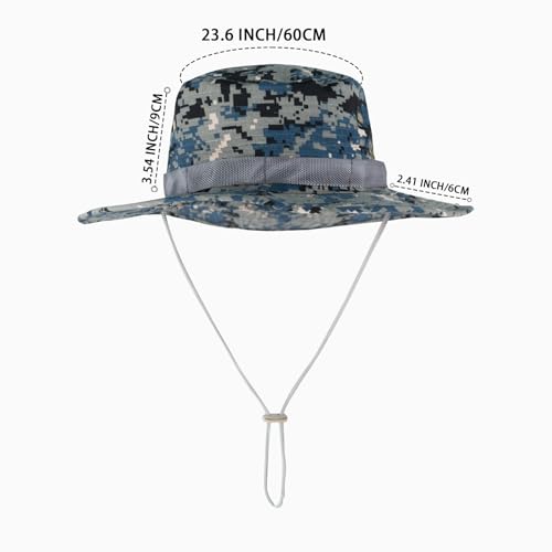 Sun Hats for Men Women Bucket Hat UPF 50+ Boonie Fishing Safari Hat - color: Blue Digital