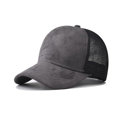 Trucker Hat Men Blank Mesh Suede Baseball Cap for Men and Women Baseball Hat 5-Panel Trucker Hat for Hunting & Hiking - color: Grey