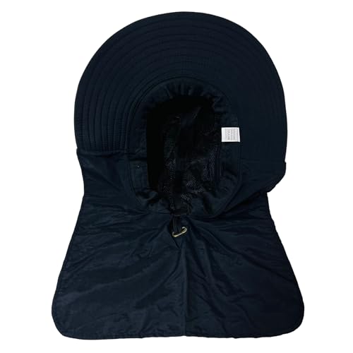 Packable and Adjustable Mesh Boonie Sun Hat with Neck Flap - color: Black