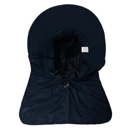 Packable and Adjustable Mesh Boonie Sun Hat with Neck Flap - color: Black