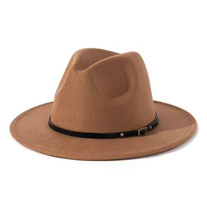 Lisianthus Women Belt Buckle Fedora Hat - color: Brown