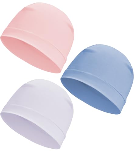 Cotton Skull Cap Sleep Cap Beanie Helmet Liner for Men Women - color: Set E-light Blue,pink,light Purple