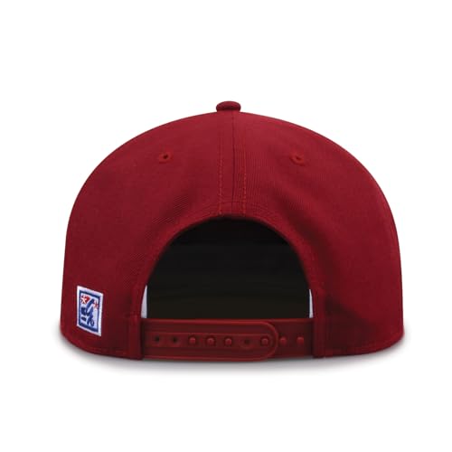 The Game NCAA Licensed, Arkansas Razorbacks Flat Brim Snapback Hat - color: Red/Retro Circle