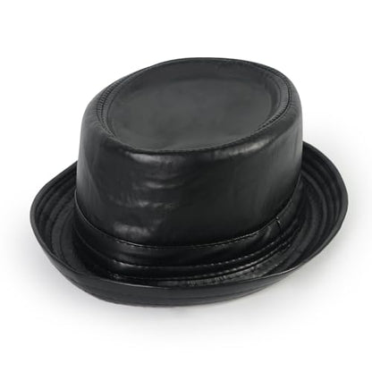 Luwint Cute Fedora Hat - Lightweight Breathable Mesh Crushable Roll Up Short Brim Bowler Derby Cap - color: Pu-black