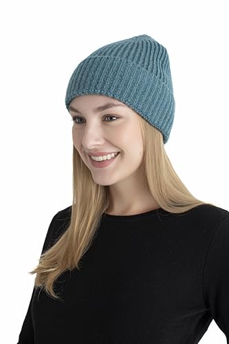 Seamless Beanie Cap, Acrylic Unisex Winter Beanie - color: Aqua