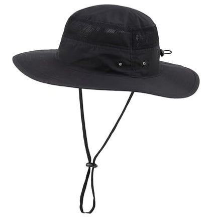 Home Prefer UPF 50+ Men's Sun Hat Wide Brim Bucket Hat UV Protection Hat for Mens Womens Beach Safari Gardening Golf Fishing - color: Black