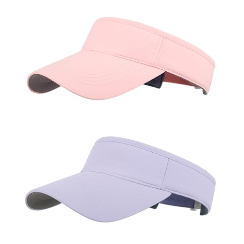 Sun Visor Hats for Women Athletic Visors for Running Tennis Golf Sports - color: Purple+pink