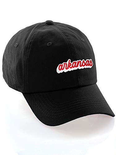 Classic Unstructured USA Cities Baseball Dad Hat 3D Raised PVC Letters Cap - color: Arkansas Black - White Red