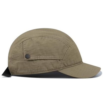 Croogo Short Brim 5 Panel Baseball Cap Cooling Trucker Dad Cap Adjustable Strap Cadet Cap Curved Brim Snapback Hats for Daily - color: Wbdy1-brown