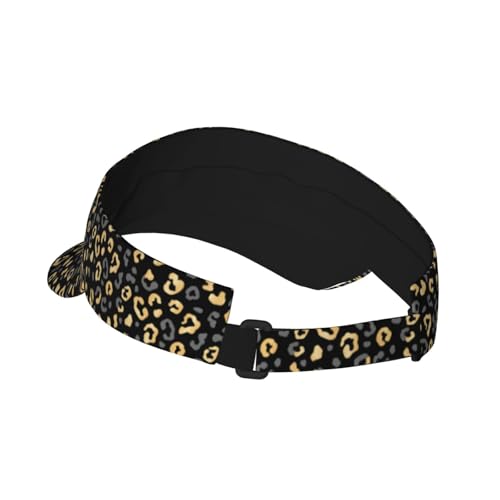Adjustable Lightweight Open Top Sports Sun Visor Hat Cap for Golf Tennis - color: Classic Black Gold Leopard
