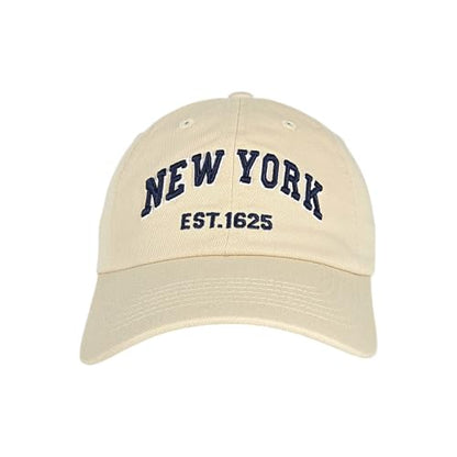 E BY ELIDAN NY Dad Hat, New York EST.1625 Cotton Baseball Cap Women & Men - color: Stone