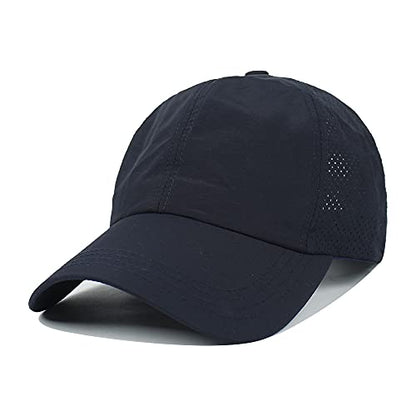 Womens Criss Cross Ponytail Hat Quick Drying Baseball Cap Sun Hats UV Protection Sport Cap - color: (2-pack)black/Dark Blue