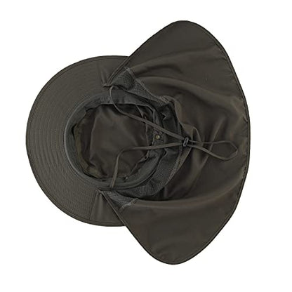Home Prefer UPF50 Mens Sun Hat with Neck Flap Quick Dry UV Protection Cap Womens Wide Brim Fishing Hat Neck Flap Beach Garden - color: Dark Green