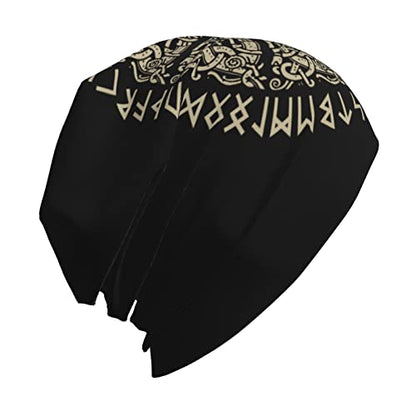 Men Vikings Beanie Caps,Norse Rune Skull Cap Knit Hat Slouchy Cap Autumn Summer Casual Beanies Hat - color: Norse