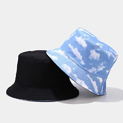 Tie Dye Bucket Hat Reversible Cotton Multicolored Fisherman Cap Packable Sun Hat - color: Cloud
