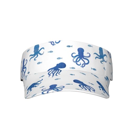 Sports Sun Visor Hats Adjustable Men Women Lightweight Packable Cooling Empty Top Visor Hat for Running, Tennis, Golf - color: Octopus