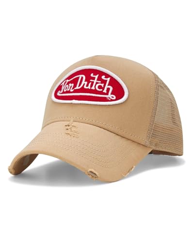 Von Dutch Unisex Trucker Hat - Retro Classic Solid Color Mesh Back Snapback Baseball Cap for Men & Women. - color: Khaki