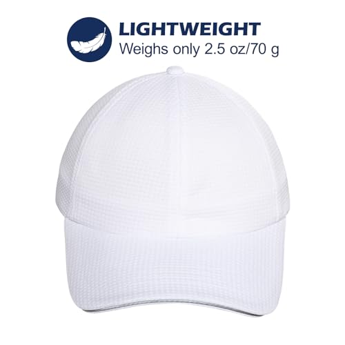ZTL Womens High Ponytail Baseball Cap Performance Mesh Hat, Lightweight Quick Dry Race Day Running Hat with Reflective Trim - color: White