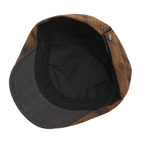 ZLYC Men Summer Flat Cap Scally Ivy Gatsby Newsboy Beret Driver Hat - color: Plaid Brown