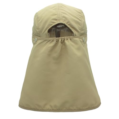 Hat with Neck Protection Detachable Multi-Purpose Summer Sun Hat Sun Protection Breathable Quick Dry UV Protection - color: Khaki, size: Large