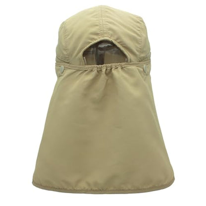 Hat with Neck Protection Detachable Multi-Purpose Summer Sun Hat Sun Protection Breathable Quick Dry UV Protection - color: Khaki, size: Large