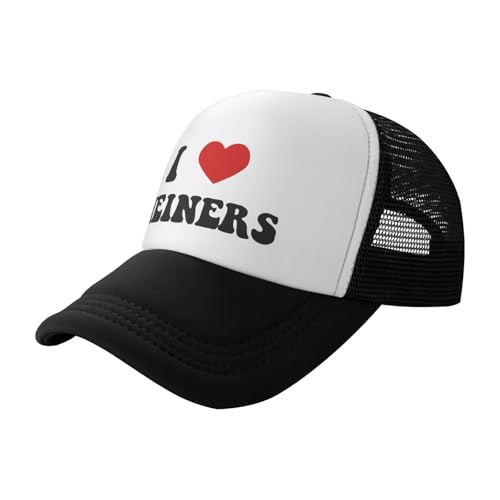 Funny Trucker Hat Funny Gag Gifts Snapback Hat for Adult Humor Fishing Cap Adjustable Mesh Sport Baseball Caps for Women Men - color: I Love Heart Weiners