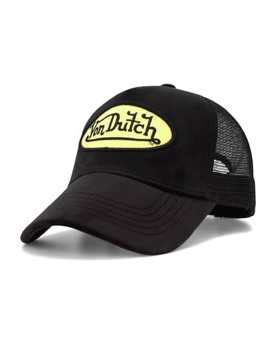 Von Dutch Unisex Velvet Trucker Hat, Curved Bill, Mesh Back, Snapback - color: Black
