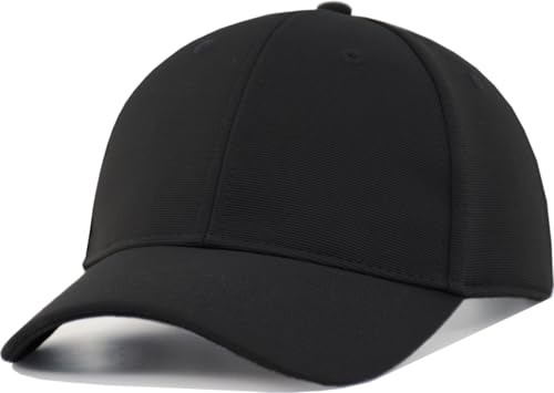 TSSGBL Men's Plain Baseball Hat - OSFM & XXL Big Head Fit，Adjustable Structured Ball Cap with Reflective Sandwich Brim - color: Solid Black, size: Medium-Large