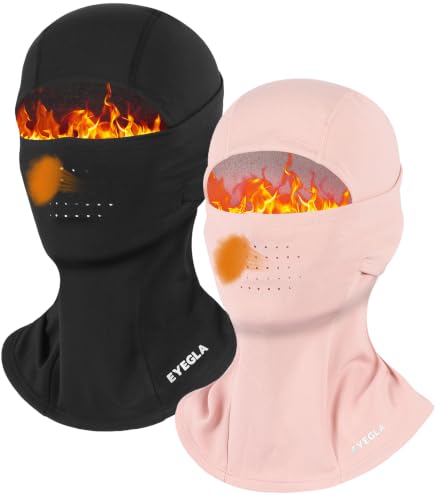Winter Balaclava Ski Mask for Men Women Thermal Face Mask Breathable Face Cover for Cold Weather Motorcycle Snowboard - color: Black+pink(with Breath Hole)