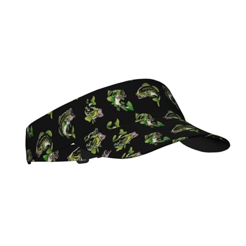 Sports Sun Visor Hats Adjustable Men Women Lightweight Packable Cooling Empty Top Visor Hat for Running, Tennis, Golf - color: Bass