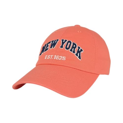 E BY ELIDAN NY Dad Hat, New York EST.1625 Cotton Baseball Cap Women & Men - color: Coral