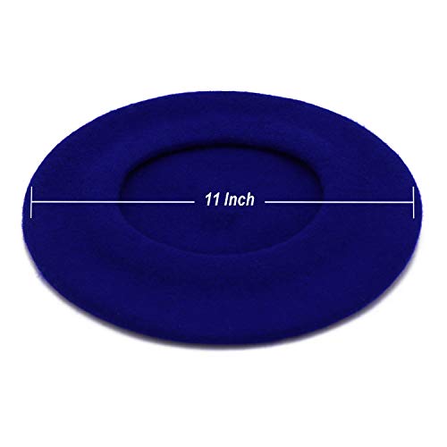 Wheebo Wool Beret Hat,Solid Color French Style Winter Warm Cap for Women Girls Lady - color: Sapphire Blue