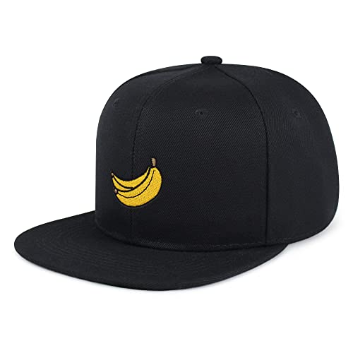 JPAK Banana Fruit Hip-Hop Snapback Hat Embroidered Baseball Cap Monkey - color: 04. Black