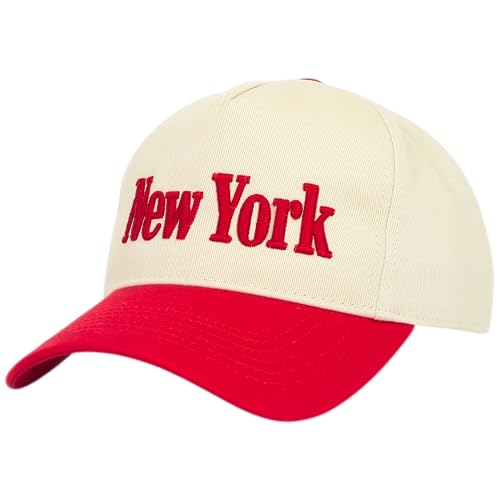 E BY ELIDAN New York Trucker Snapback Hat 3D Embroidered Baseball Cap - color: Cream Red