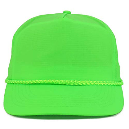 Armycrew 5 Panel Neon Color Nylon Crinkle Cap with Rope Band - color: Neon Green