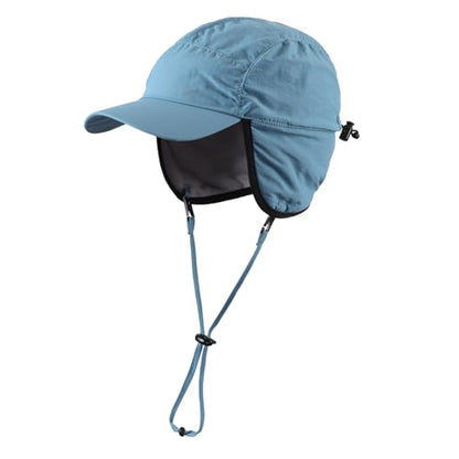 Home Prefer Waterproof Men's Winter Hats with Visor Warm Fleece Lined Baseball Cap Earflaps Trooper Trapper Hat for Men - color: Blue