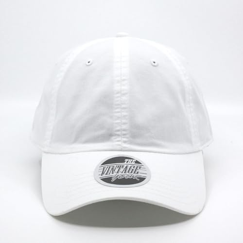 Washed Canvas Combed Cotton Unstructured Soft Crown Adjustable Dad Hat Baseball Cap - color: White
