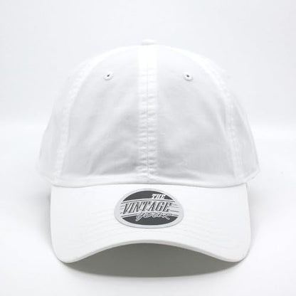 Washed Canvas Combed Cotton Unstructured Soft Crown Adjustable Dad Hat Baseball Cap - color: White